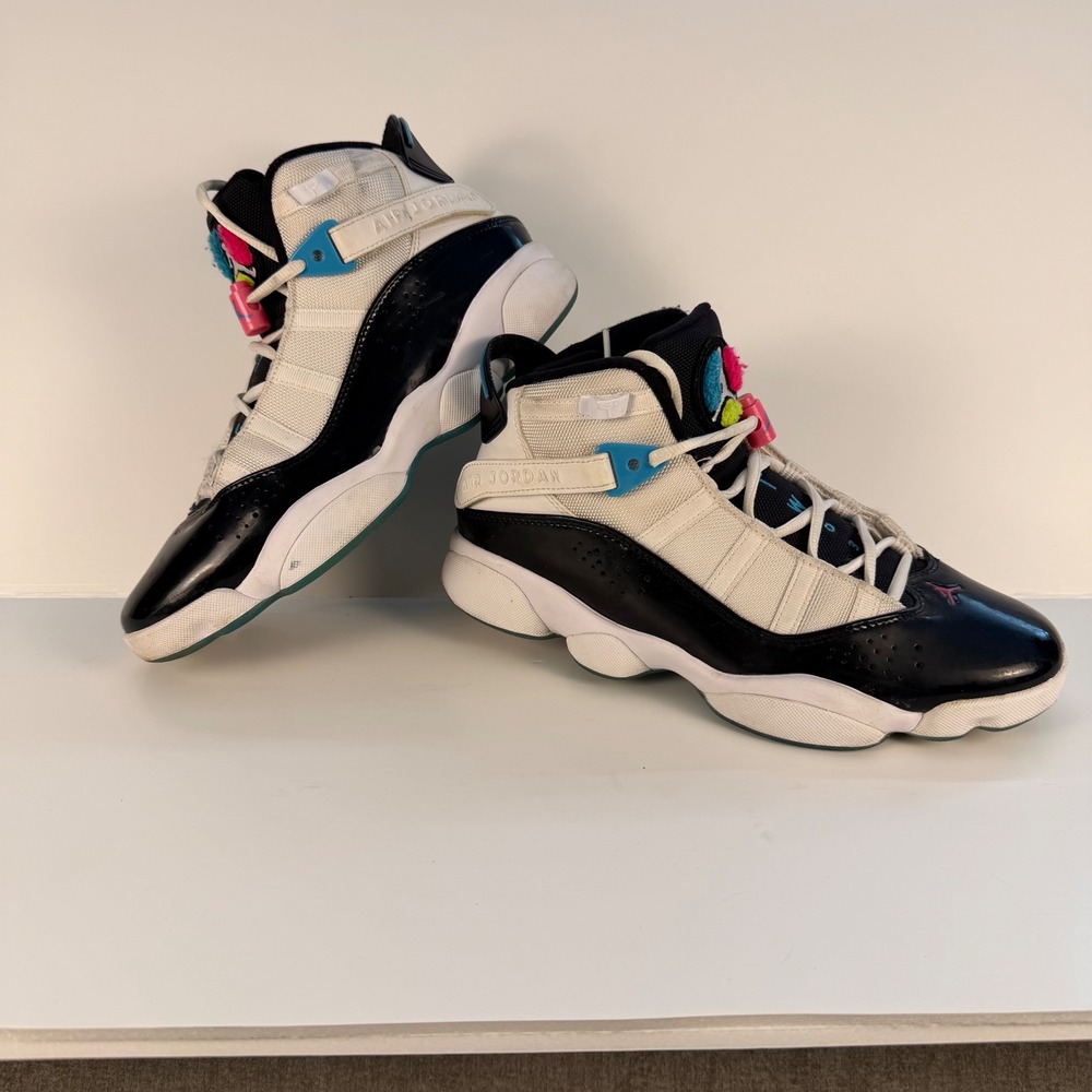 Jordan 6 Rings Sneakers Women 8 White Black South Beach Patent CK0017-100